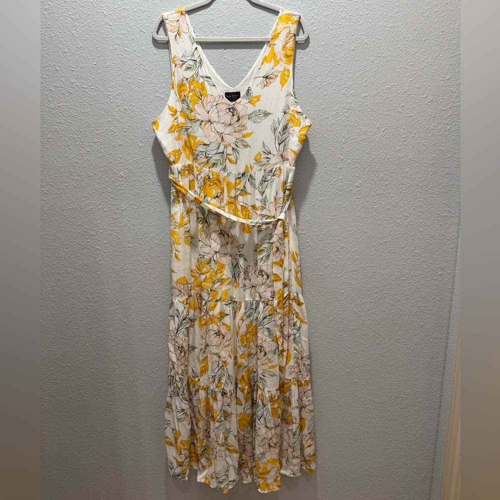 Nicole Miller Women’s Maxi Yellow Floral Print Dress